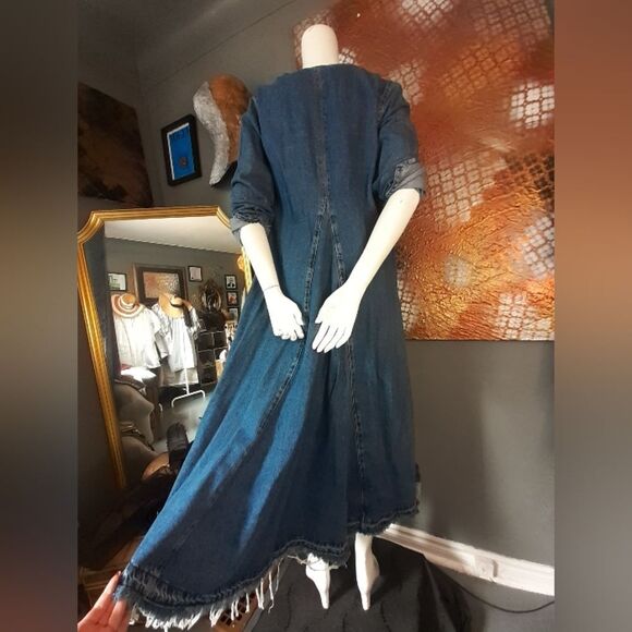 Zara Denim Long Sleeve Belted Coat/Wrap Dress - Picture 4 of 16